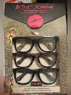 Betsey Johnson Reading Glasses, +2.50, Pack of 3
